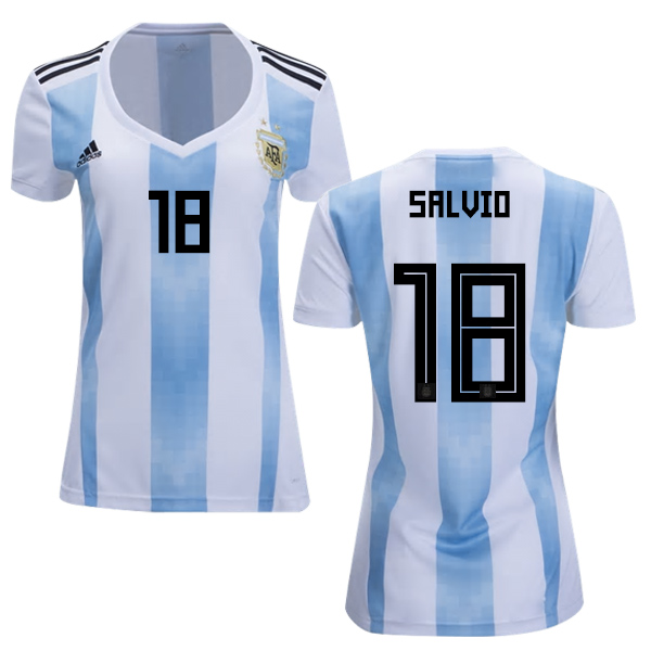 Women's Argentina #18 Salvio Home Soccer Country Jersey